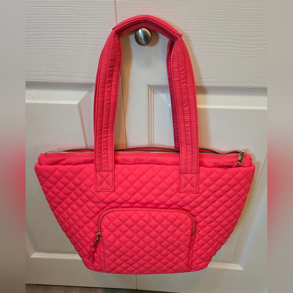 Urban Fit by Urban Expressions Quilted Pink Tote Bag w/Interior Tablet Pouch